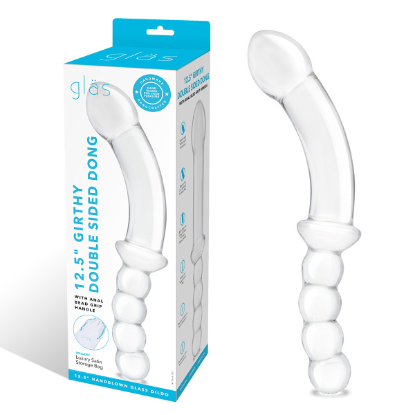 Анально-вагинальный фаллоимитатор 12,5 in Girthy Double Sided Dong With Anal Bead Grip Handle_2