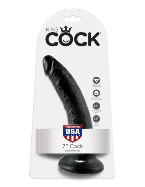 Фаллоимтатор на присоске черный King Cock 7_1