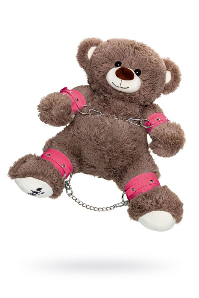 Бондажный набор Pecado BDSM, «Медведь бурый», оковы, наручники, натуральная кожа, розовый_2