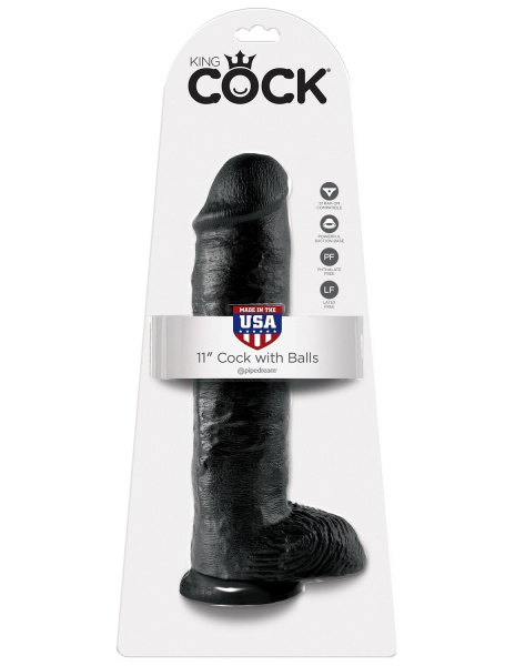 Фаллоимитатор на присоске 11 Cock with Balls черный King Cock_1