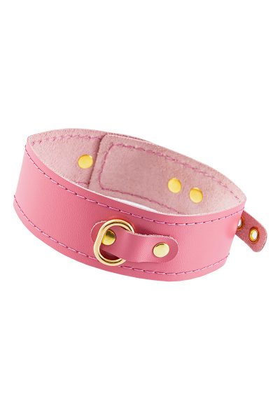 Ошейник Pecado BDSM, однослойный с прошивкой,  натуральная кожа, розовый_2