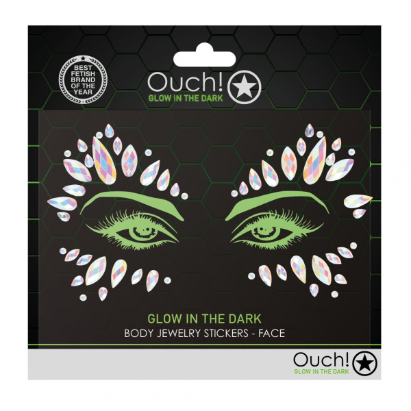 Декоративное украшение (камни) на клеевой основе Body Jewelry Stickers - Face - Glow in the Dark - O_1