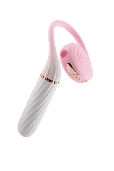 Вибратор с вакуумным стимулятором OTOUCH Lollipop Dual Stimulation, силикон, бело-розовый, 20 см_2