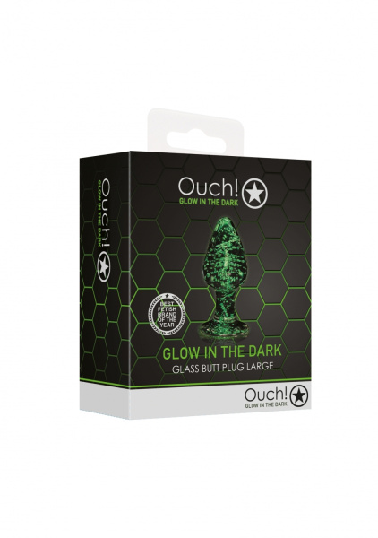 Анальная пробка Glass Butt Plug - Glow in the Dark - Large -  Clear_1