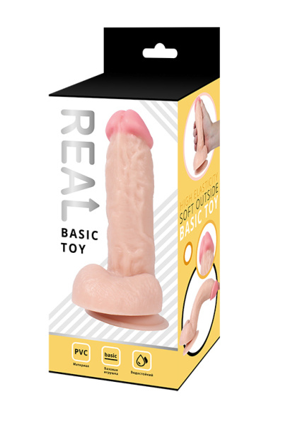 Реалистичный фаллоимитатор REAL с мошонкой на присоске, PVC, 14х4 см._1