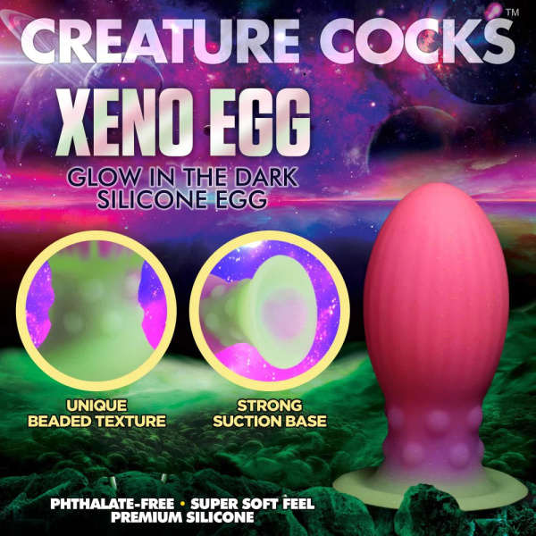 Xeno Egg - фаллоимитатор яйцо светящееся в темноте, XL 17.6х7.9 см_1