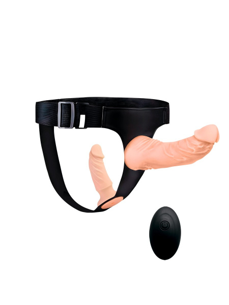 Страпон с вибрацией 10 режимов вибрации l 200x125 мм d 50x32 мм, дистанционный пульт арт. ee-10297_3