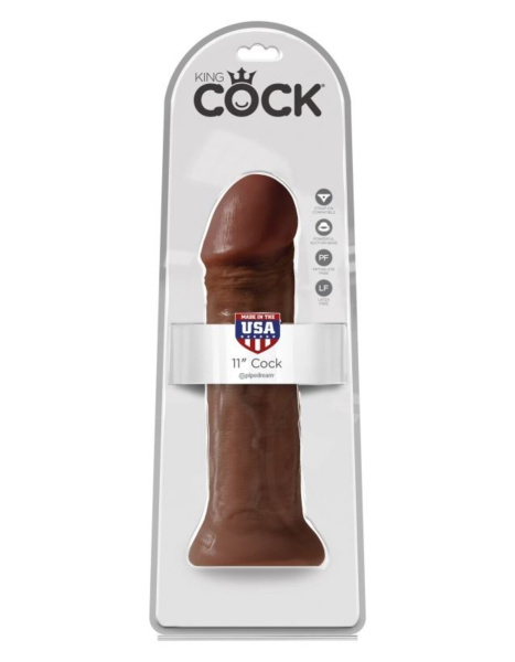 Фаллоимитатор-гигант на присоске коричневый King Cock 11 Cock Brown_1