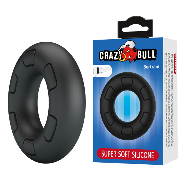 Эрекционное кольцо из силикона растягивающееся черное CRAZY BULL BI-210247_2
