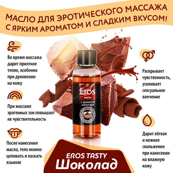 Масло массажное EROS TASTY (с ароматом шоколада) флакон 50мл_2