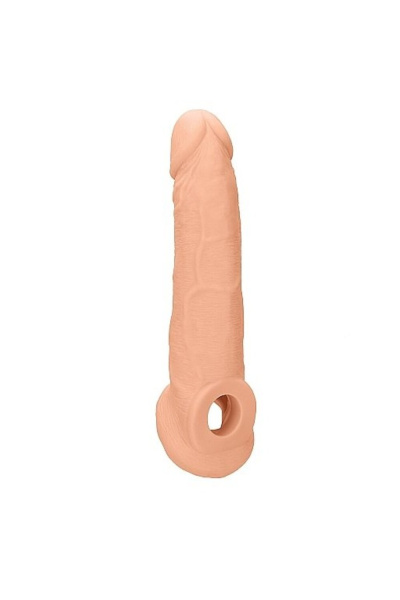 Увеличивающая насадка с кольцом для фиксации на мошонке Penis Extender with Rings - 22 см._1