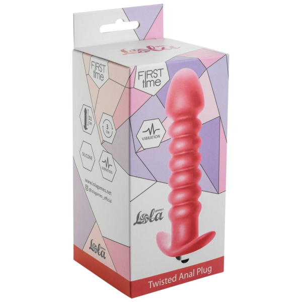 Анальная пробка с вибрацией Twisted Anal Plug Pink (Батарейки ААА)_1