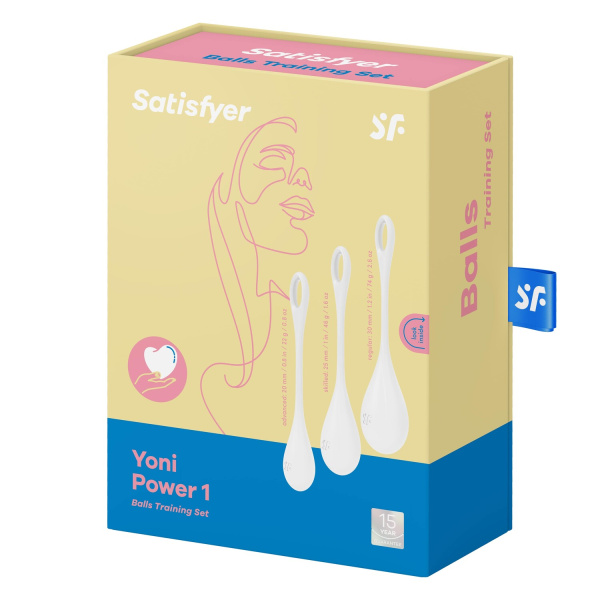 Набор одинарных вагинальных шариков Satisfyer Yoni Power 1, белый_1