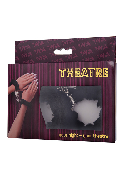 Наручники TOYFA Theatre, меховые, черные, 28 см._3