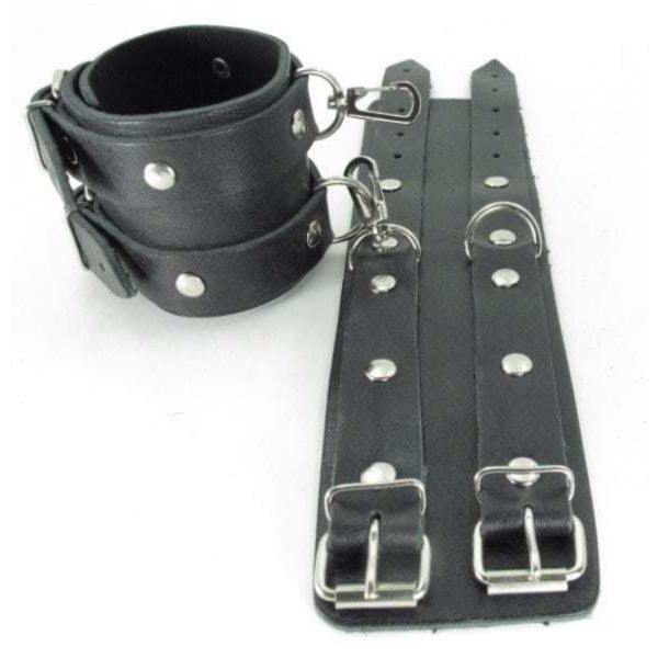 Оковы из кожи черные с двумя пряжками 56007ars_1
