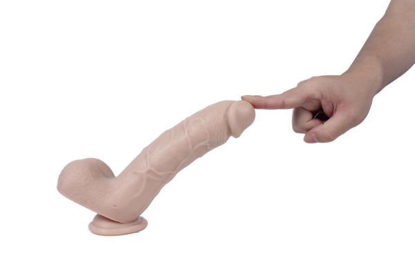 Реалистичный фаллоимитатор REAL с мошонкой на присоске, silicone, 17x4,5 см._2