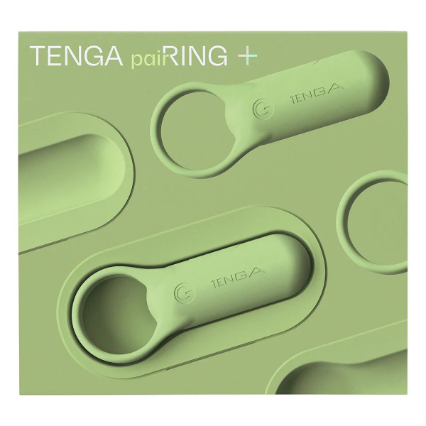 Эрекционное кольцо Tenga paiRING+ с усиленной вибрацией, лайм_5