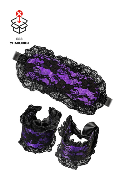 Набор для ролевых игр, фиолетовый (кружевная маска, кружевные наручники), (в пакете)_2