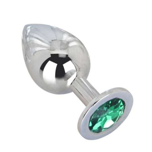 Большой плаг из стали с кристаллом GREEN LIME_1