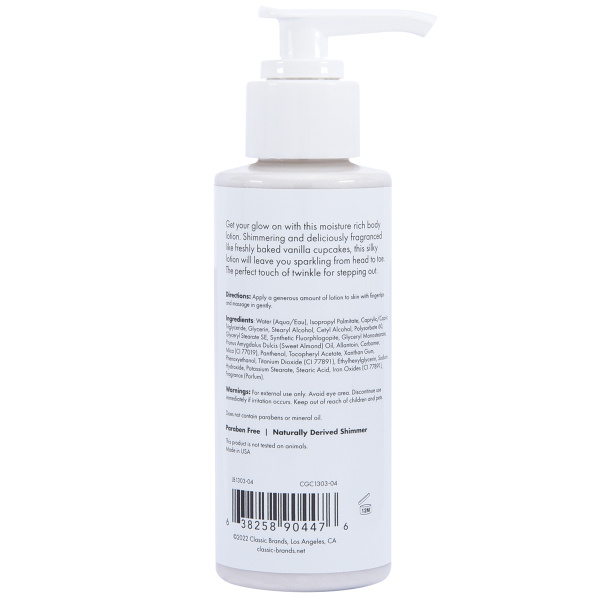 Мерцающий лосьон для тела CG GLOW Vanilla Cupcake Shimmer Lotion серебряные блестки 118 мл_3