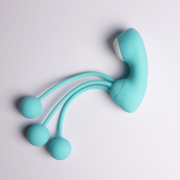 Вакуумный стимулятор с вагинальными виброшариками Youvic, бирюзовый_4