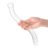 Изящный фаллоимитатор с рельефом 11 in Glass Pelvic Wand Double Ended_5