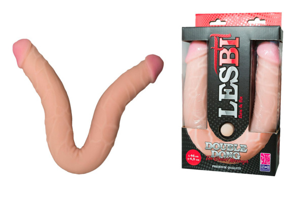 Фаллоимитатор двухсторонний flex&fix lesbi,  l 460 мм, d 45 мм, киберкожа арт. 941303_1