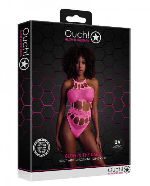 Боди with Grecian Neckline - Neon Pink - XS/XL_1