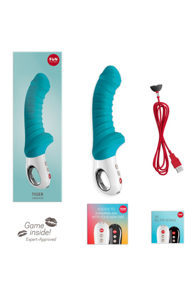 Вибратор Fun Factory Tiger, силикон, голубой, 23 см_2