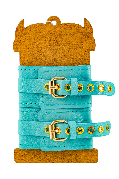 Оковы Pecado BDSM, прямоугольные, однослойные, натуральная кожа, голубой_6