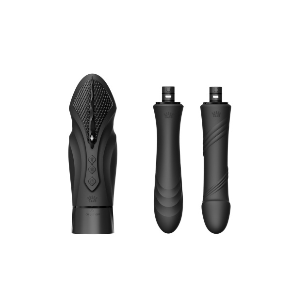 Компактная секс-машина с функцией нагрева, двумя насадками и присоской SESH, чёрная_5