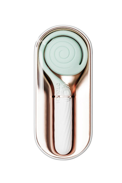 Вибратор с вакуумным стимулятором OTOUCH Lollipop Dual Stimulation, силикон, бело-бирюзовый, 20 см_4