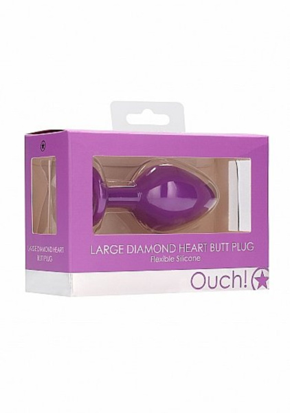 Анальная пробка Large Ribbed Diamond Heart Plug_1