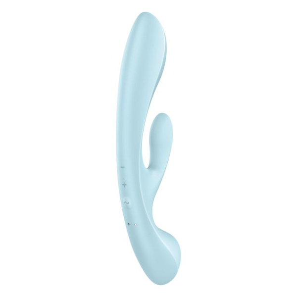 Гибкий вибратор-кролик 2 в 1 Satisfyer Triple Oh, голубой_3