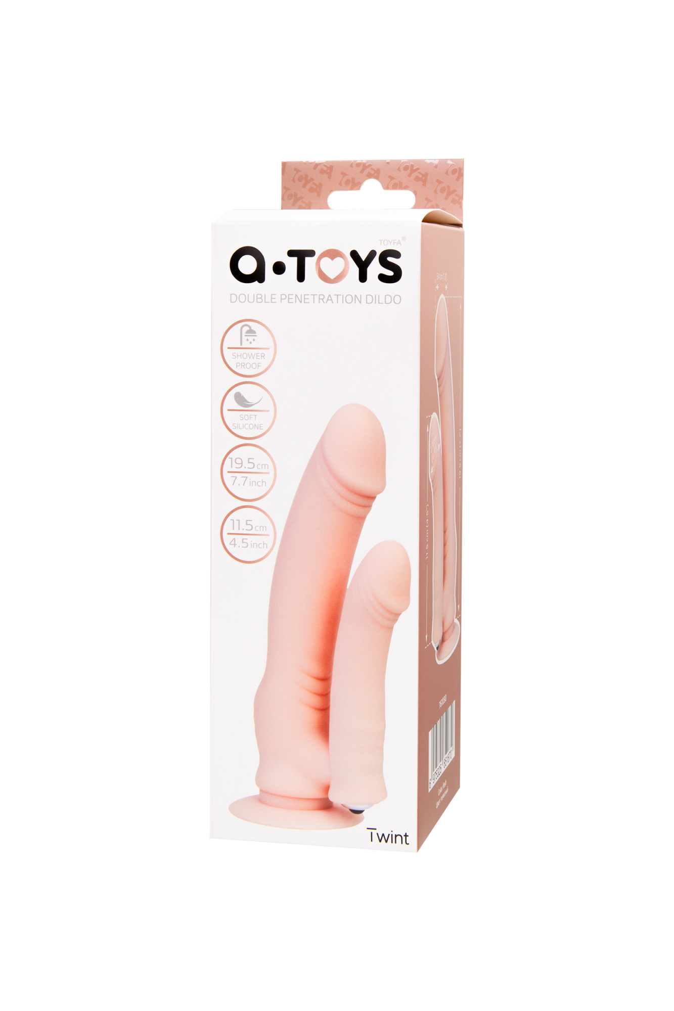Реалистичный фаллоимитатор A-Toys by TOYFA Twint, силикон, телесный, 19,5 см_8