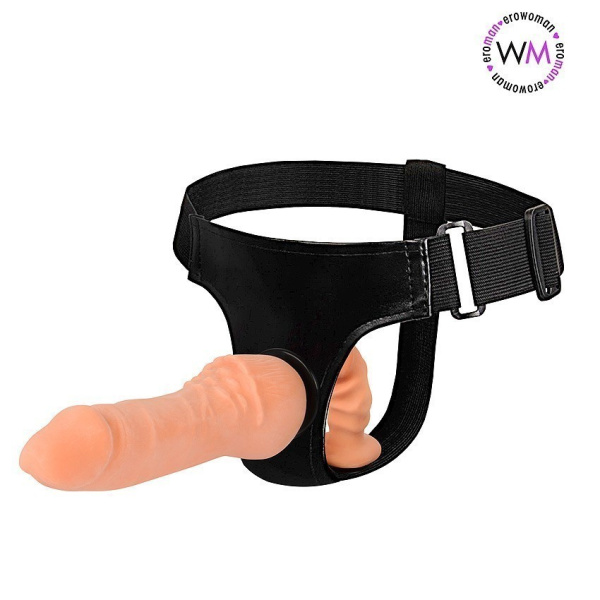 Фаллоимитатор двойной (с наружным и внутренним фаллосами) на трусиках,  l 165 мм d 35 мм l 105 мм d_3