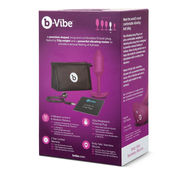 Пробка для ношения с вибрацией розовая B-Vibe Vibrating Snug Plug 2_1