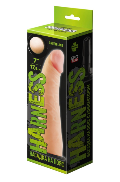 Насадка для страпона harness с коннектером green line l 190 мм d 45 мм, арт. 840705_1