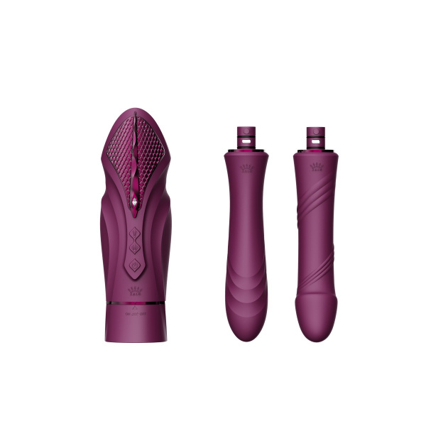 Компактная секс-машина с функцией нагрева, двумя насадками и присоской SESH, фиолетовая_5