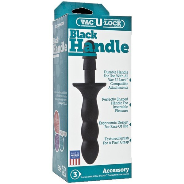 Vac-U-Lock Black Handle Плаг-штырек для страпон сиситемы Vac-U-Lock с анальным стимулятором_1
