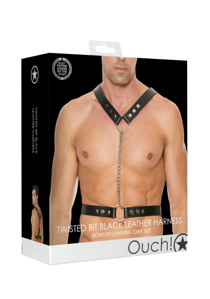 Мужская сбруя (портупея) Twisted Bit Black Leather Harness_1