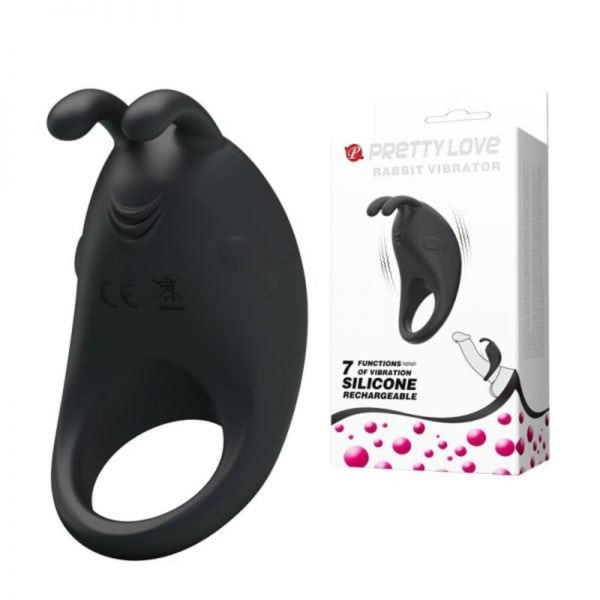 Эрекционное виброкольцо черный кролик PrettyLove Hot Rabbit_1