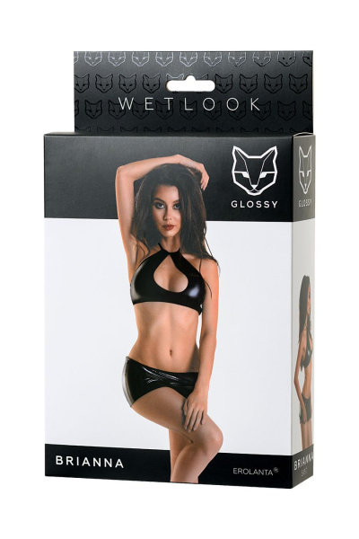 Комплект Glossy Brianna из материала Wetlook, черный, S_2