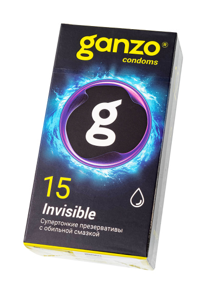 Презервативы Ganzo, Invisible, супер тонкие, латекс,18 см, 5,2 см, 15 шт._2