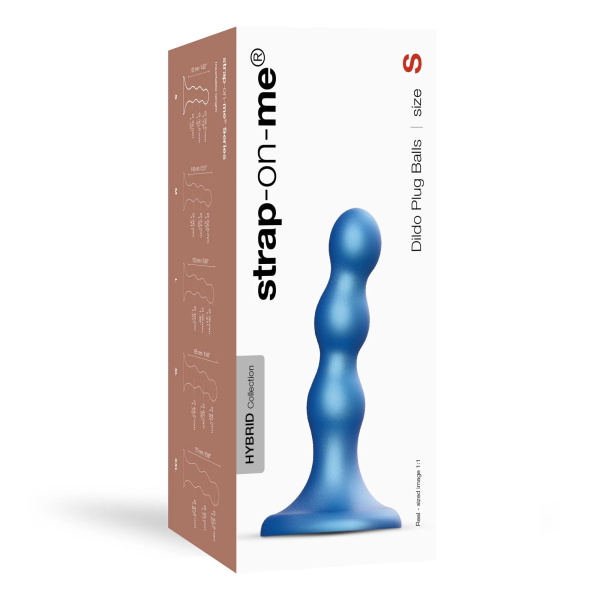Фаллоимитатор Strap-On-Me Dildo Plug Balls синий металлик S, 13,8 см_4