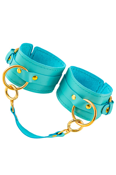 Оковы Pecado BDSM, прямоугольные, однослойные, натуральная кожа, голубой_2