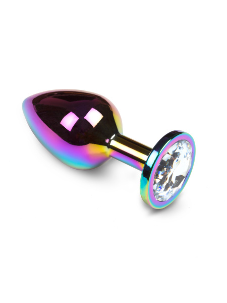 Пикантные штучки - анальная пробка с кристаллом, 7х3 см (белый)_1