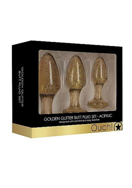 Набор акриловых анальных пробок Acrylic Goldchip Butt Plug Set_1