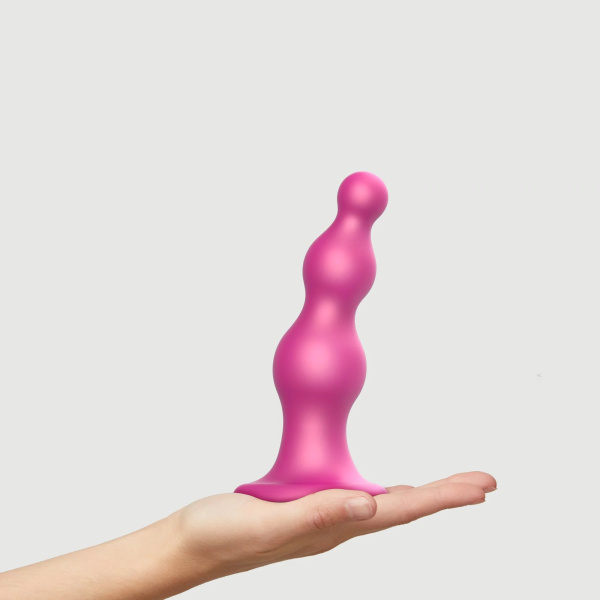 Фаллоимитатор Strap-On-Me Dildo Plug Beads Framboise металлик L, 16 см_1