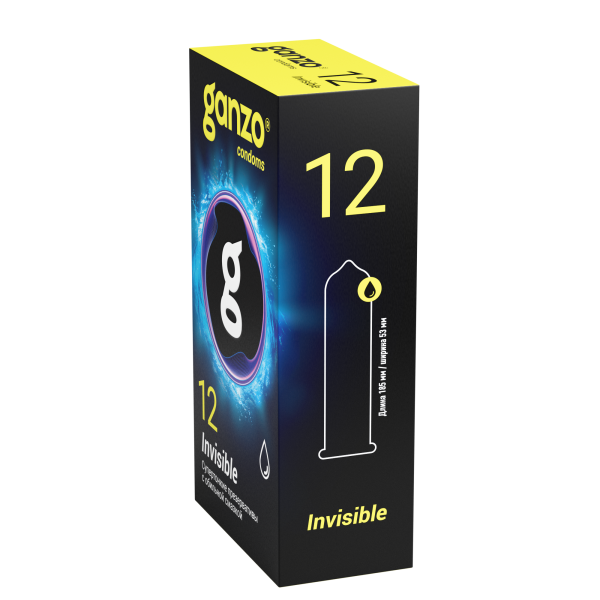 Презервативы Ganzo Invisible, супертонкие, с доп. смазкой, латекс, 18 см, 12 шт._4
